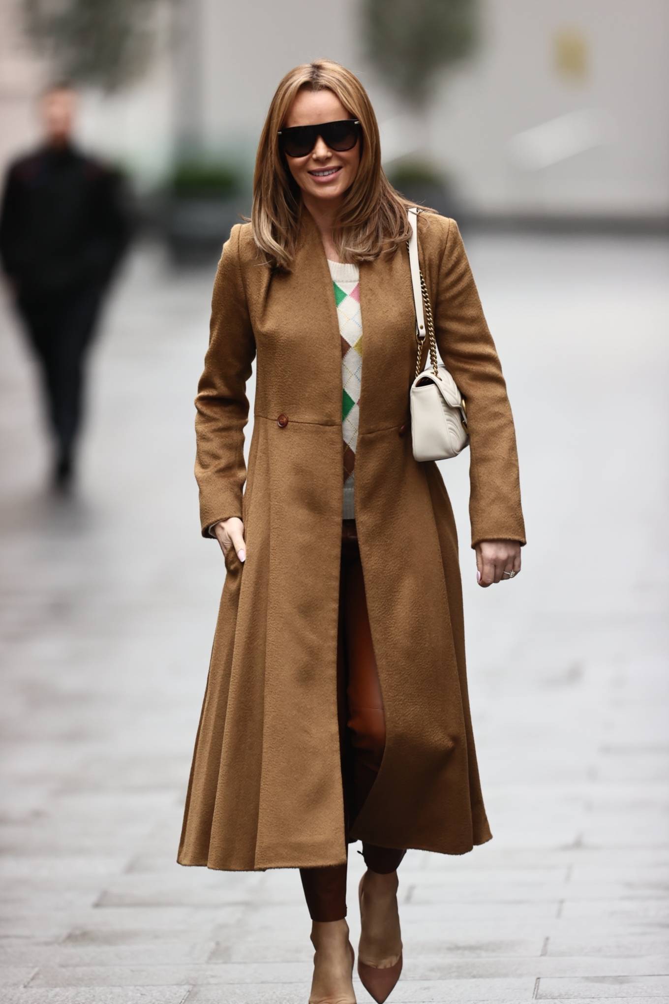 Amanda Holden – In a brown coat leaving Global Radio Studios in London ...