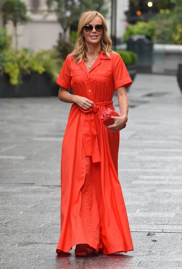 Amanda Holden - In Orange dress at Global Studios in London