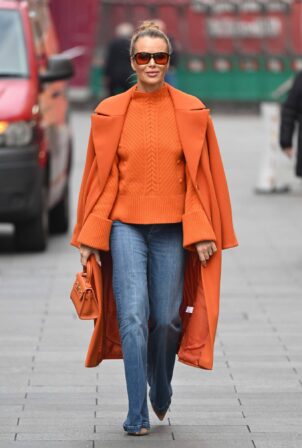 Amanda Holden - In orange top and denim at Heart radio in London