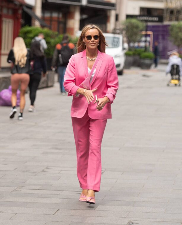 Amanda Holden - In pink seen at Global Radio in London