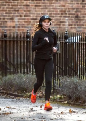Amanda Holden in Tights Jogging in London
