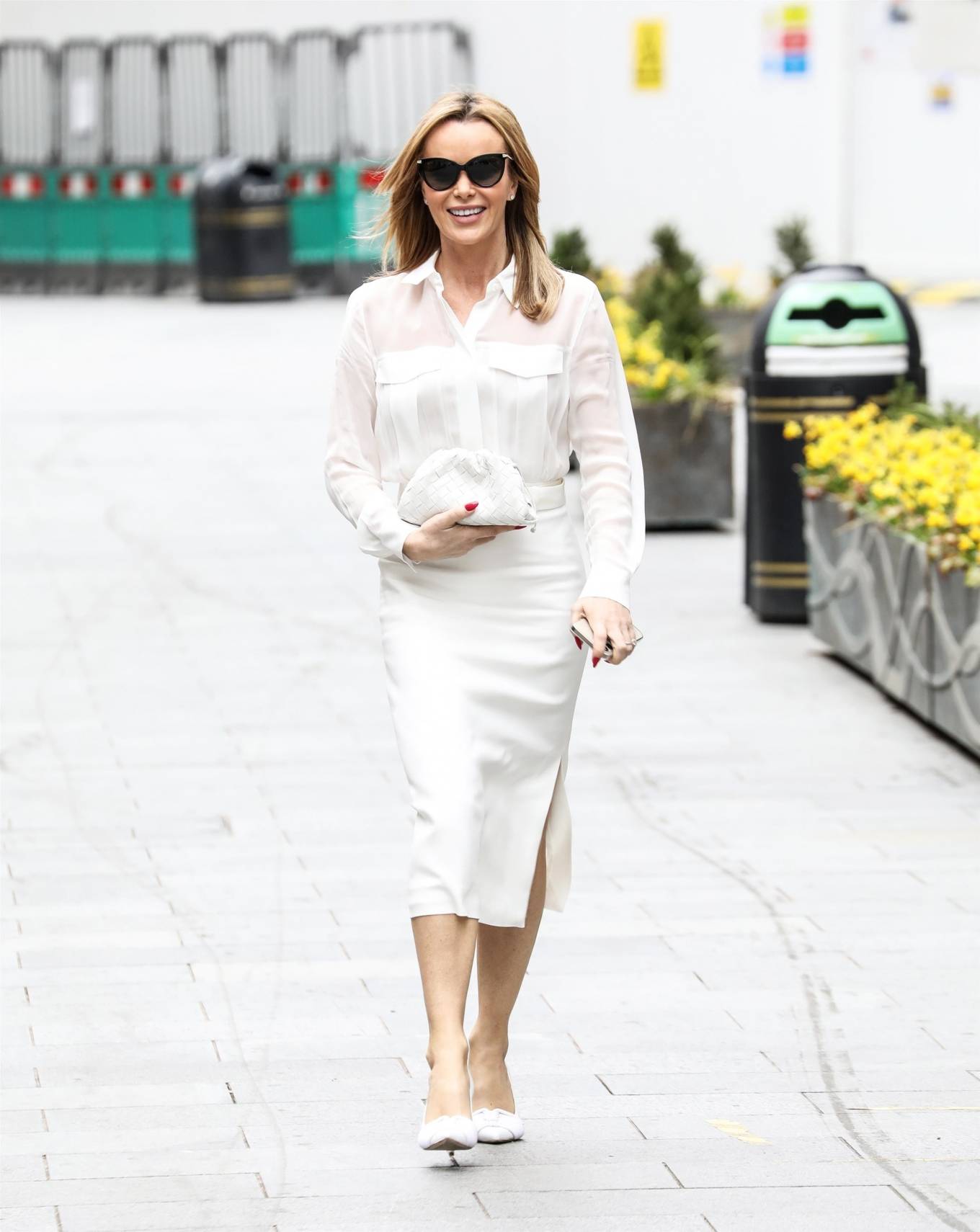 Amanda Holden - In white outfit at the Global Radio Studios in London ...