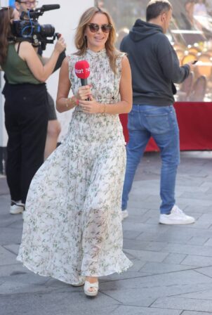 Amanda Holden - Pictured in a floral dress at Heart radio in London