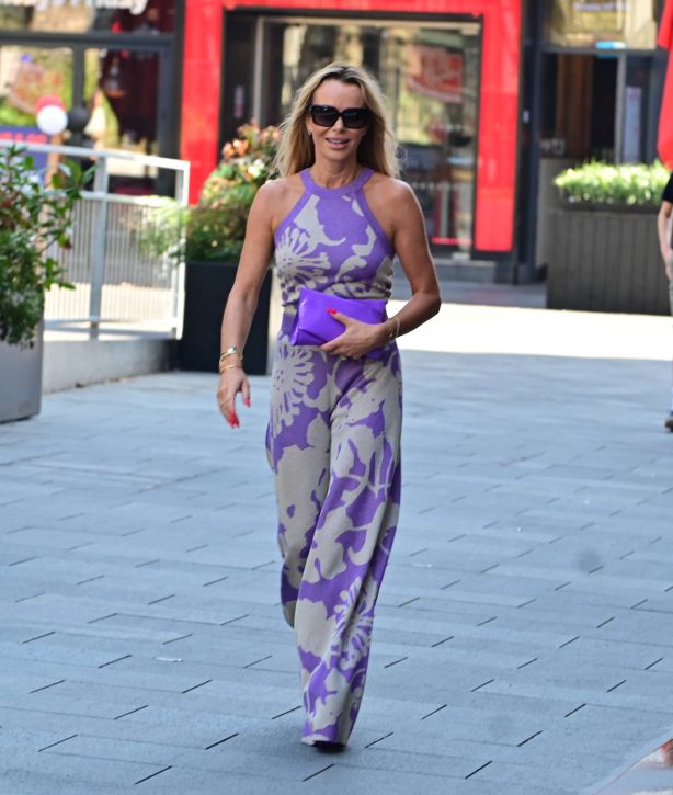 Amanda Holden - Rocks a fun purple outfit at Global Radio Studios in London