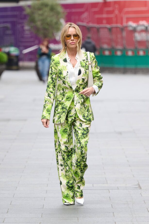 Amanda Holden - Seen in a floral trouser suit in London