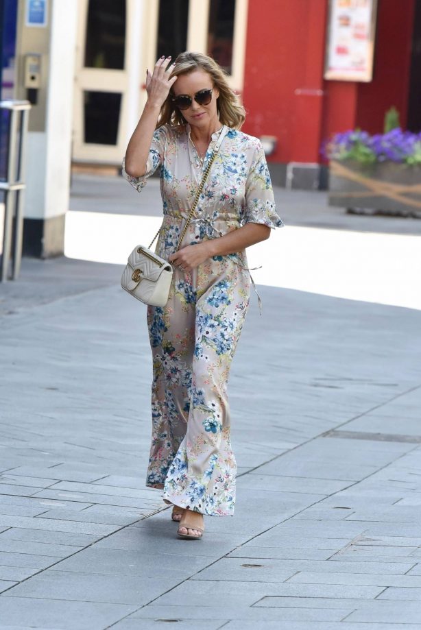 Amanda Holden - Spotted in floral jumpsuit at Global Radio Studios