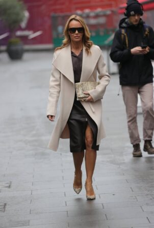 Amanda Holden - Wearing an olive skirt at Heart Radio in London