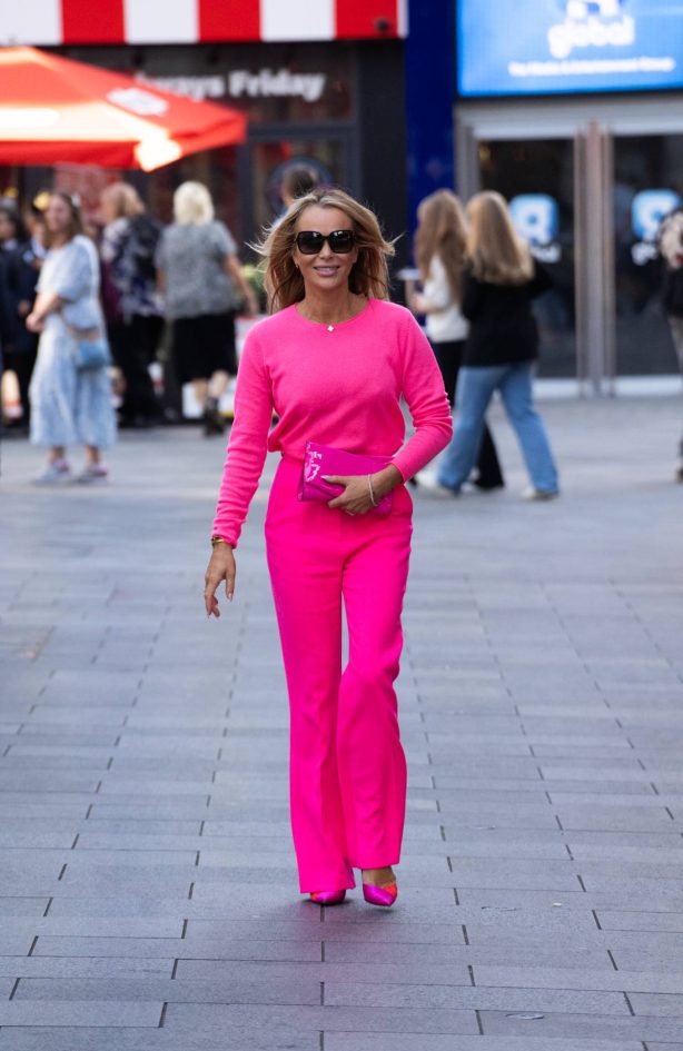 Amanda Holden - Wearing neon pink jumper and trousers in London