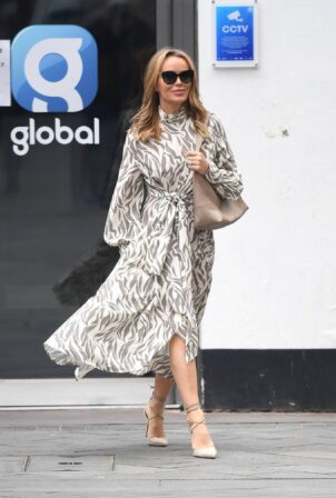 Amanda Holden - Wears monochrome dress at Heart radio in London