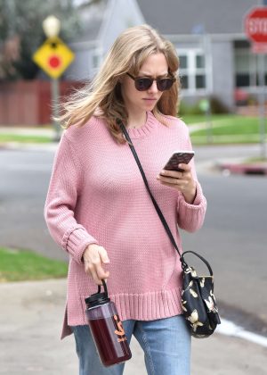Amanda Seyfried in Pink Knitted Sweater out in LA