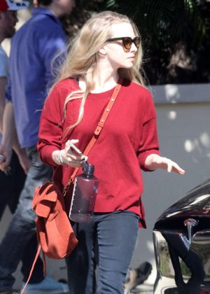 Amanda Seyfried in Red Sweaters out in Beverly Hills