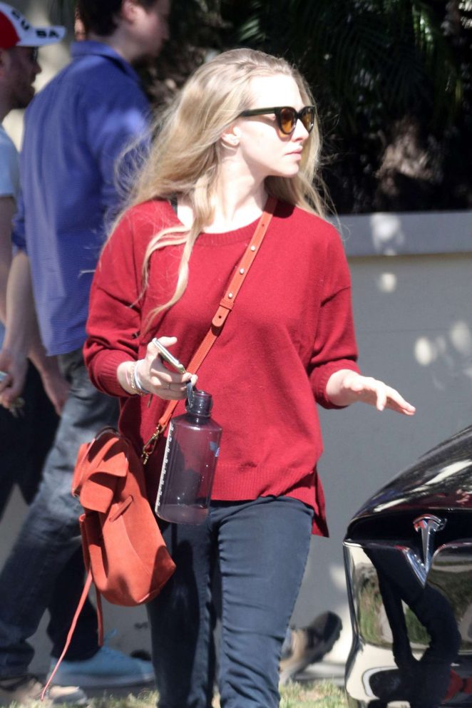 Amanda Seyfried in Red Sweaters out in Beverly Hills
