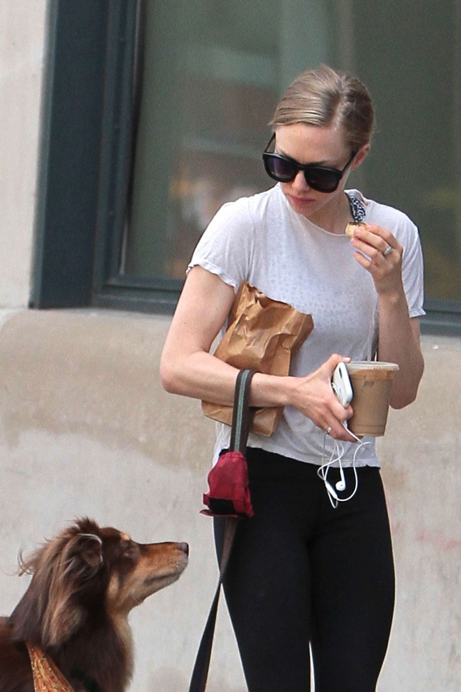 Amanda Seyfried in Tights Walking her dog in NYC