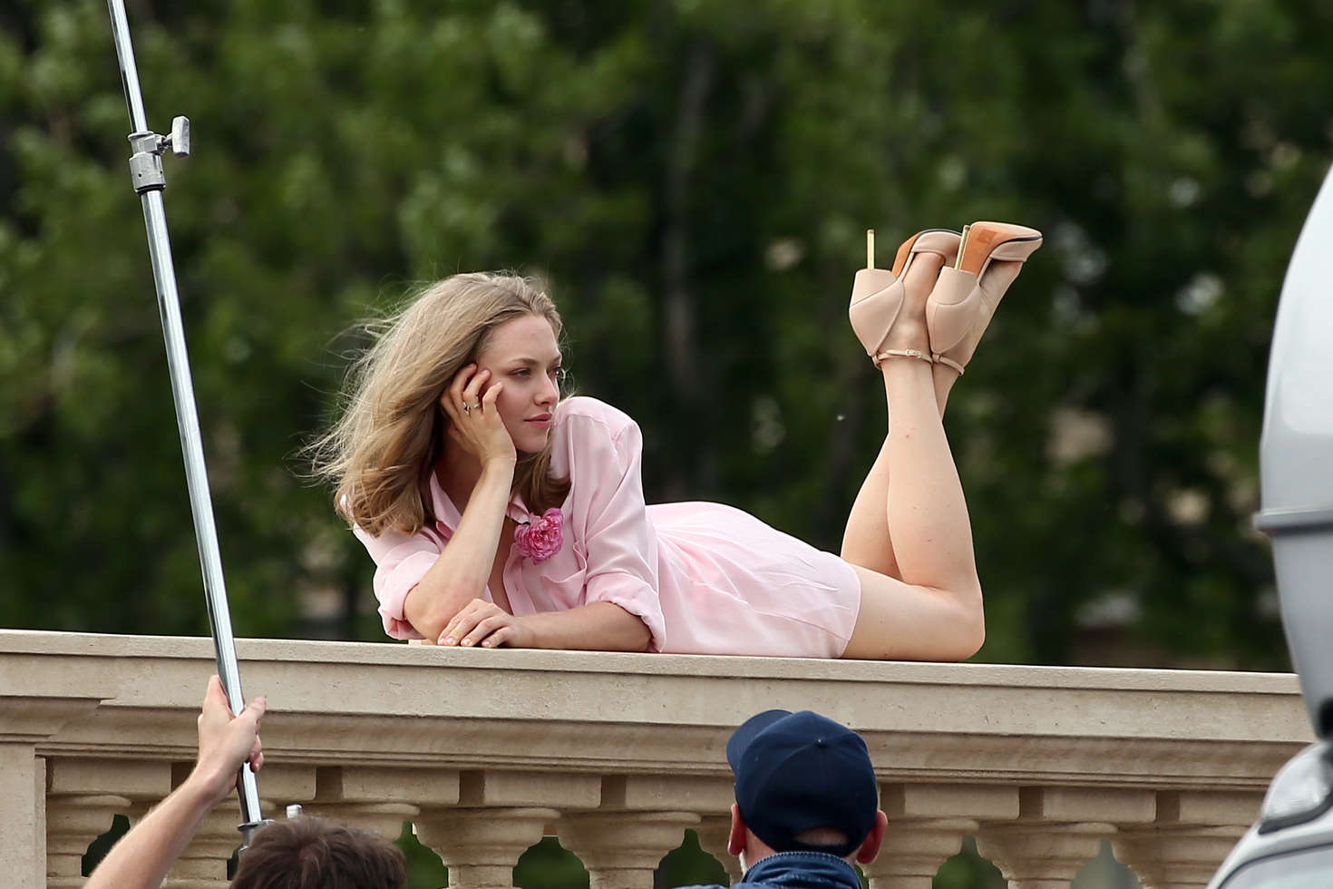 Amanda Seyfried on the set of a photoshoot in Paris. 