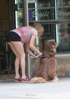 Amanda Seyfried in Shorts Walking her dog in NYC