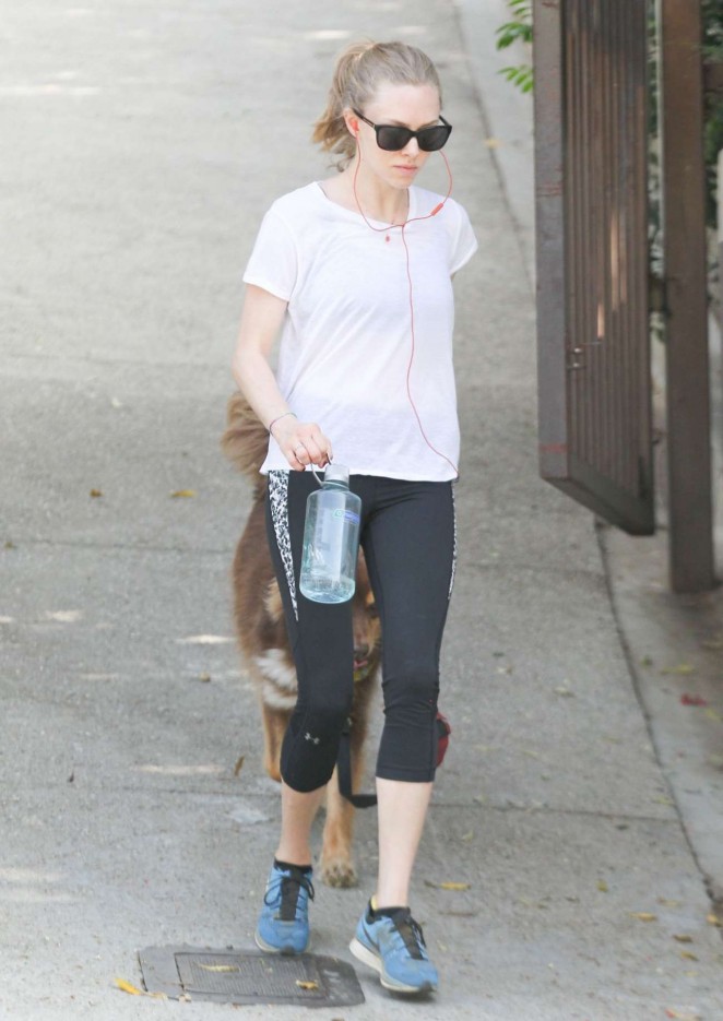 Amanda Seyfried - Walks Her Dog Out in Los Angeles