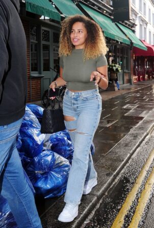 Amber Gill - In ripped jeans at The Ivy restaurant in London