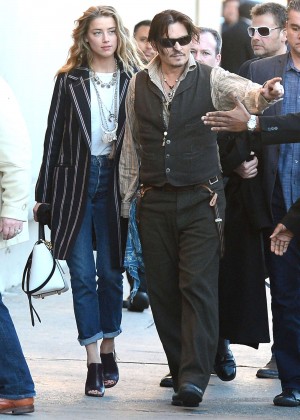 Amber Heard and Johnny Depp outside Jimmy Kimmel Live in Hollywood