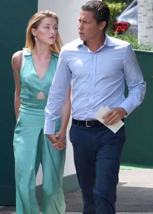 Amber Heard and Vito Schnabel - Arrives at Wimbledon in London