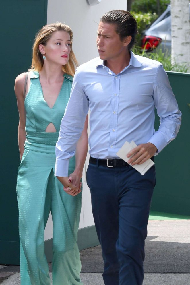 Amber Heard and Vito Schnabel - Arrives at Wimbledon in London
