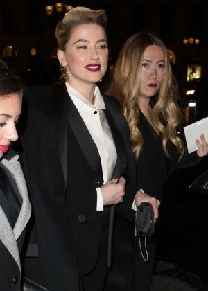 Amber Heard - Arrives to her hotel in Paris