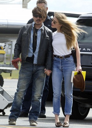 Amber Heard in Jeans Arriving in Brisbane