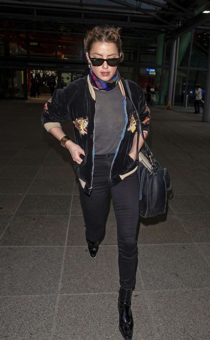 Amber Heard - Arriving in London