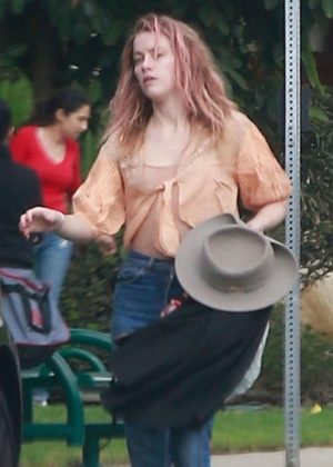 Amber Heard at a friend's house in Los Angeles