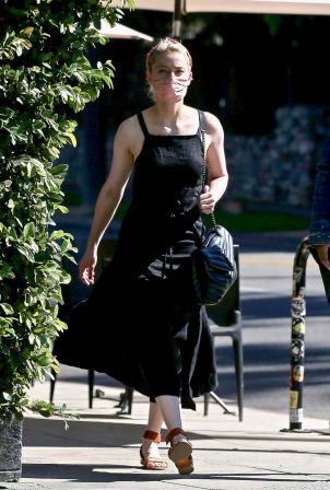 Amber Heard - In a black dress with a friend in Los Feliz
