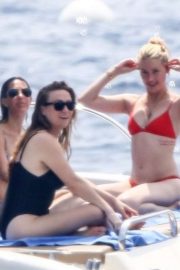 Amber Heard in Red Bikini at a yacht on the Amalfi Coast
