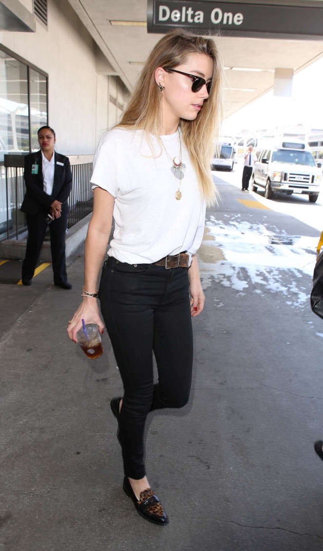 Amber Heard in Tight Jeans at LAX airport in LA