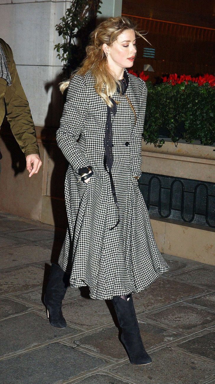 Amber Heard - Leaving the Bristol hotel in Paris