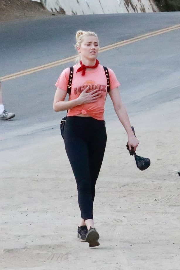 Amber Heard - Out for a hike with a friend