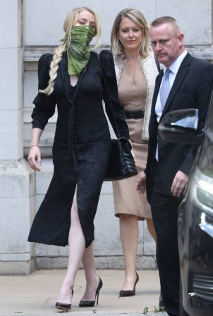 Amber Heard - Pictured leaving the High Court in London
