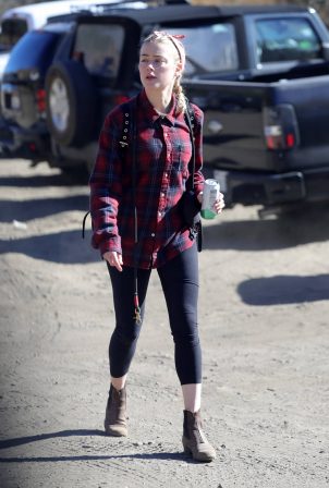 Amber Heard - Spotted on a hike in Los Angeles