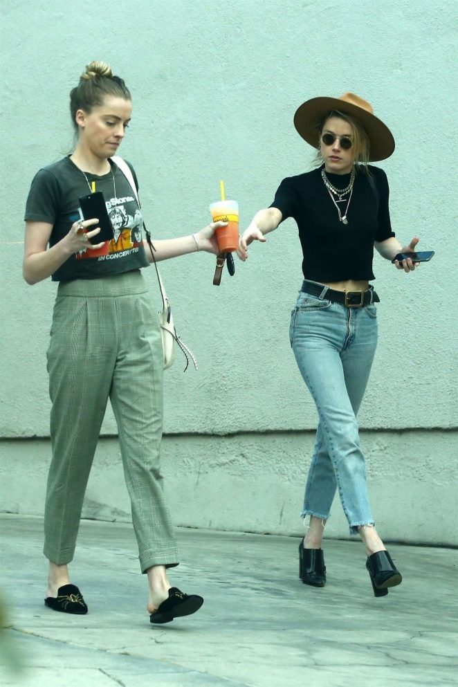 Amber Heard with her sister Whitney Heard at a restaurant in LA