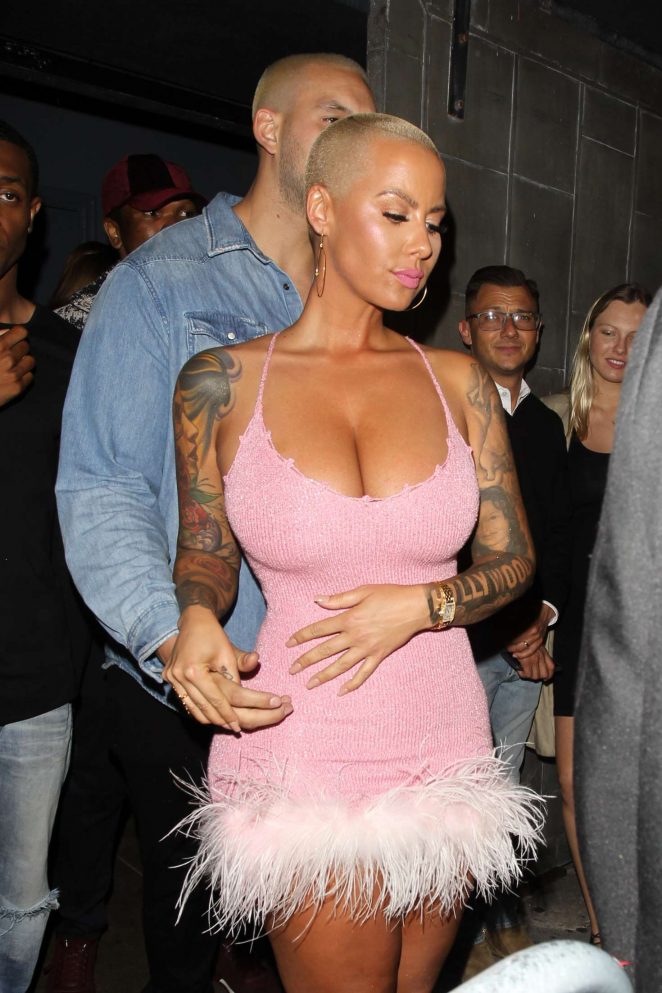 Amber Rose in a Pink Leaving Warwick in West Hollywood