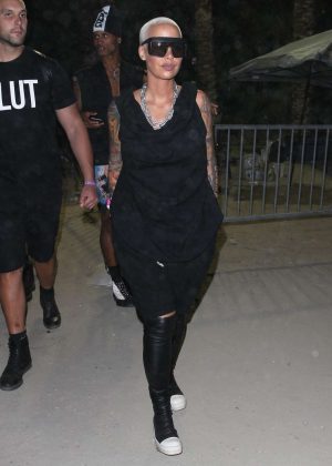 Amber Rose in Black at 2018 Coachella Festival in Indio
