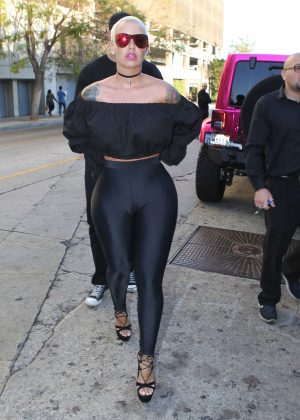 Amber Rose in Black Tights out in Hollywood