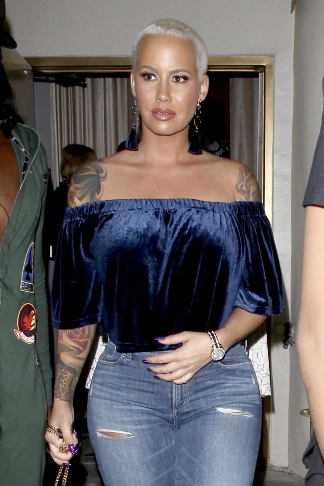 Amber Rose in Jeans at Delilah in West Hollywood