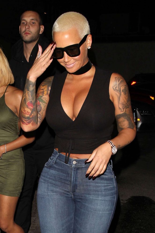 Amber Rose in Jeans night out at Ace of Diamonds in West Hollywood