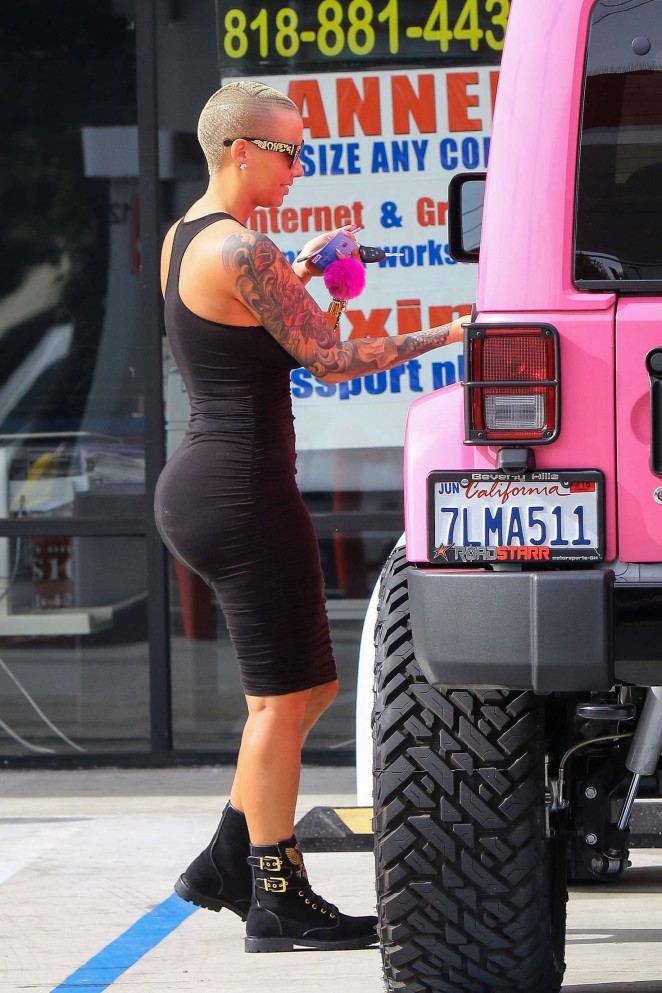 Amber Rose in Tight Black Dress out in Los Angeles