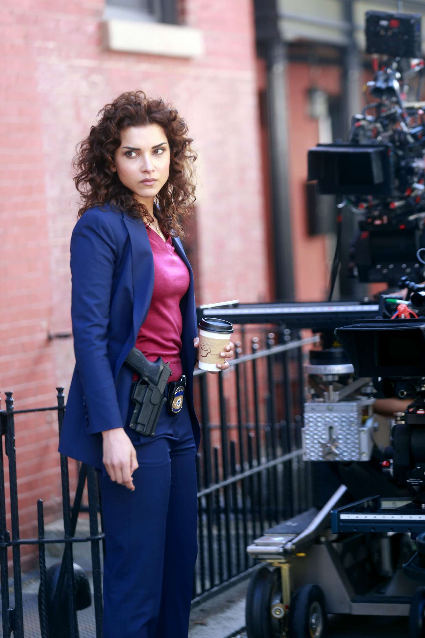 Amber Rose Revah - Filming Marvel’s 'The Punisher' in Brooklyn. 