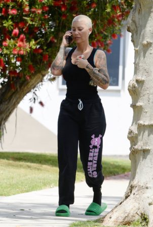 Amber Rose - Seen on the phone in Los Angeles