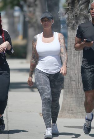 Amber Rose - Takes a walk with a friend and personal trainer in Studio City