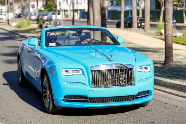 Amber Rose - With Alexander Edwards in blue convertible Rolls-Royce in Beverly Hills