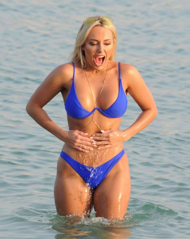 Amber Turner in Blue Bikini on the beach in Dubai
