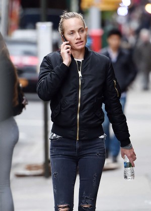 Amber Valletta in Jeans out in Manhattan