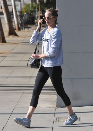 Amber Valletta in Tights Headed to the gym in LA