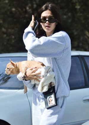 Amelia Hamlin with her dog in Beverly Hills